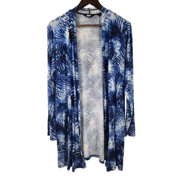 Lands' End Blue Tie Dye Open Front Cardigan - Size Large - Picture 1 of 4